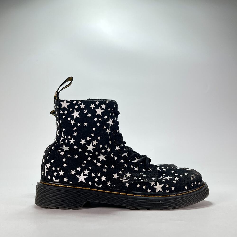 Dr. Martens Pascal Star Black White Lace Up Boots Suede 1460 Youth Size 3